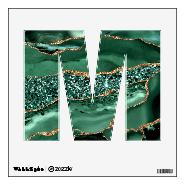 Agate Green Gold Emerald Custom Letter Wall Decal (Front)