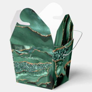Agate Green Gold Emerald Custom Name Favor Box