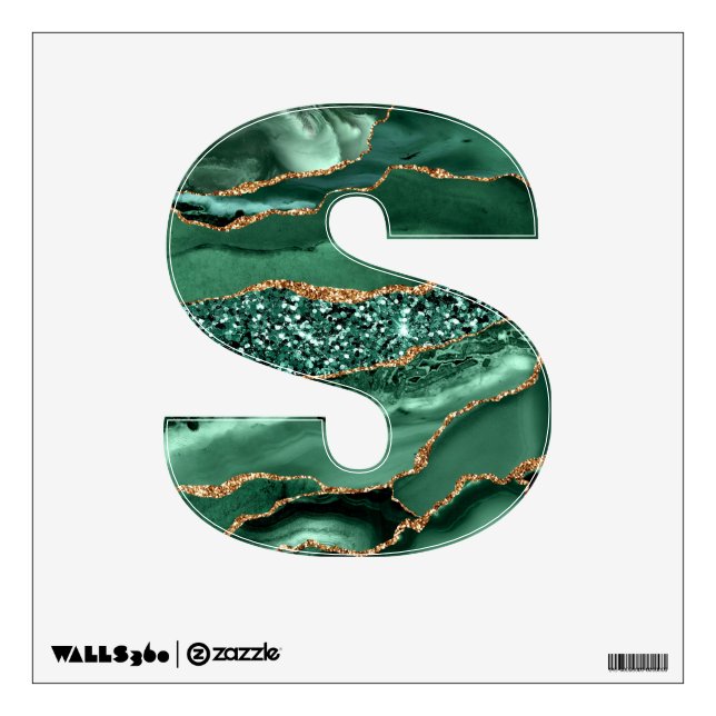 Agate Green Gold Emerald Your Letter Wall Decal (Front)