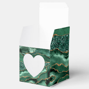 Agate Green Gold Glitter Geode Marble Custom Name Favor Boxes