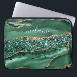 Agate Green Gold Glitter Geode Marble Custom Name  Laptop Sleeve<br><div class="desc">Agate Green Gold Glitter Geode Marble Custom Name Emerald Sparkle Personalized Birthday - Anniversary or Wedding Gift / Suppliest - Add Your Name - Text or Remove - Make Your Special Gift - Resize and move or remove and add text / elements with customization tool. Design by MIGNED. Please see...</div>