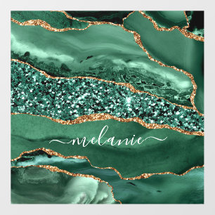 Agate Green Gold Glitter Your Name Floor Decals