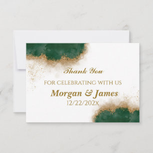 Agate Green & Gold Wedding Thank You Card 