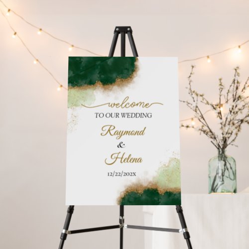Agate Green  Gold Welcome Sign for wedding 