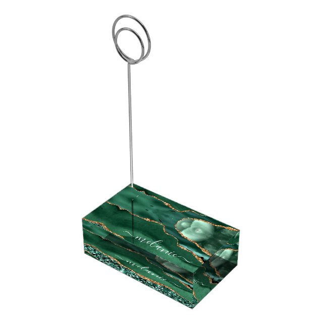 Agate Green Marble Your Name Place Card Holder (Corner)