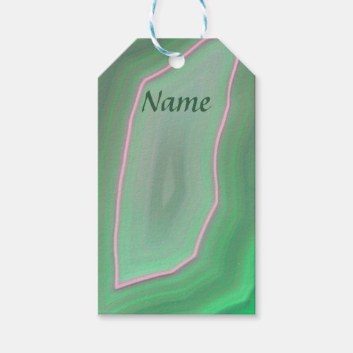 Agate Green Slice Banded Polished Scanned2 Gift Tags