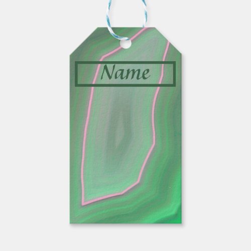 Agate Green Slice Banded Polished Scanned  Gift Tags