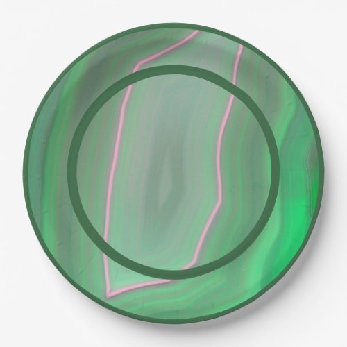 Agate Green Slice Banded Polished Scanned Paper Plates