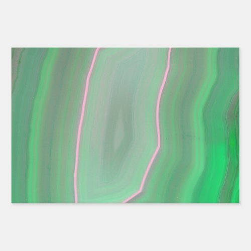 Agate Green Slice Banded Polished Scanned  Wrapping Paper Sheets