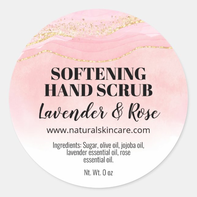 Agate Homemade Pink Hand Scrub Labels (Front)