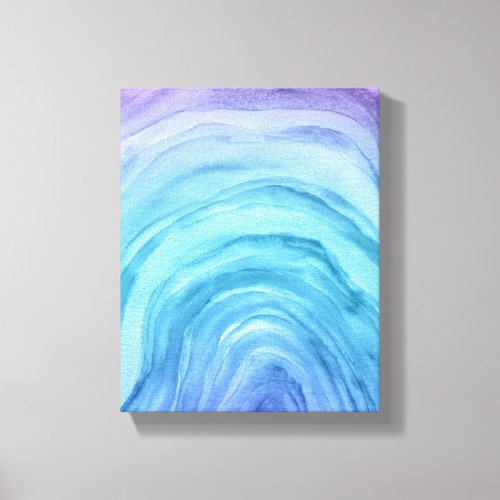 Agate II Blue Ombre Abstract Watercolor Canvas Print
