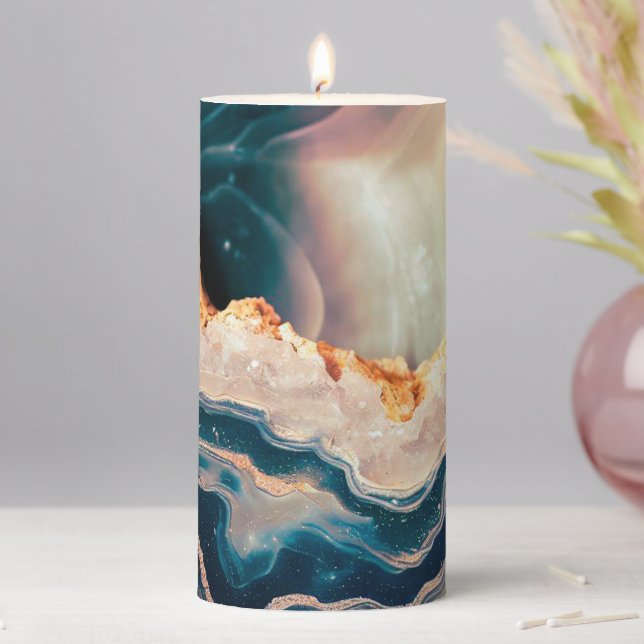 Agate inspired Geode Pattern  Pillar Candle (In Situ)
