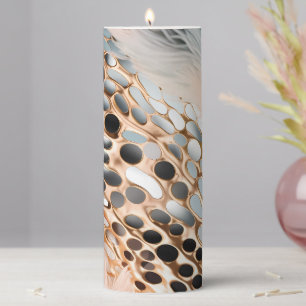 Agate inspired  Rose Gold Geode Animal Print Pillar Candle