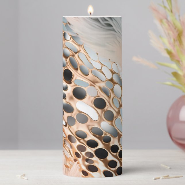 Agate inspired  Rose Gold Geode Animal Print Pillar Candle (In Situ)