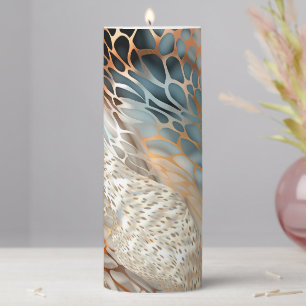 Agate inspired Rose Gold Geode Animal Print Pillar Candle