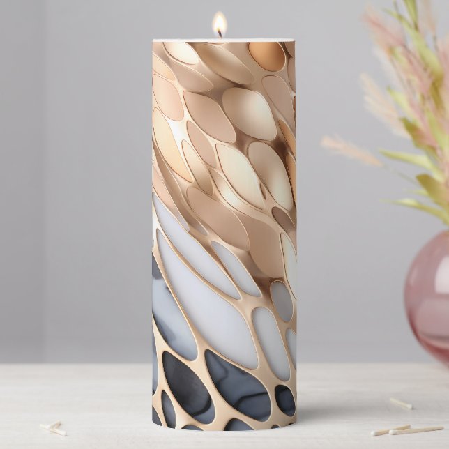 Agate inspired  Rose Gold Geode Animal Print Pillar Candle (In Situ)