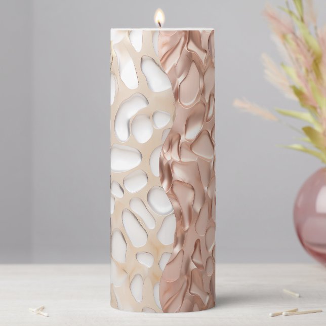 Agate inspired  Rose Gold Geode Animal Print Pillar Candle (In Situ)