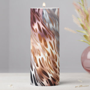 Agate inspired  Rose Gold Geode Animal Print Pillar Candle