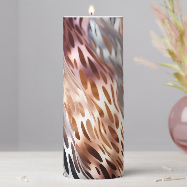 Agate inspired  Rose Gold Geode Animal Print Pillar Candle (In Situ)