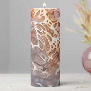 Agate inspired  Rose Gold Geode Animal Print Pillar Candle