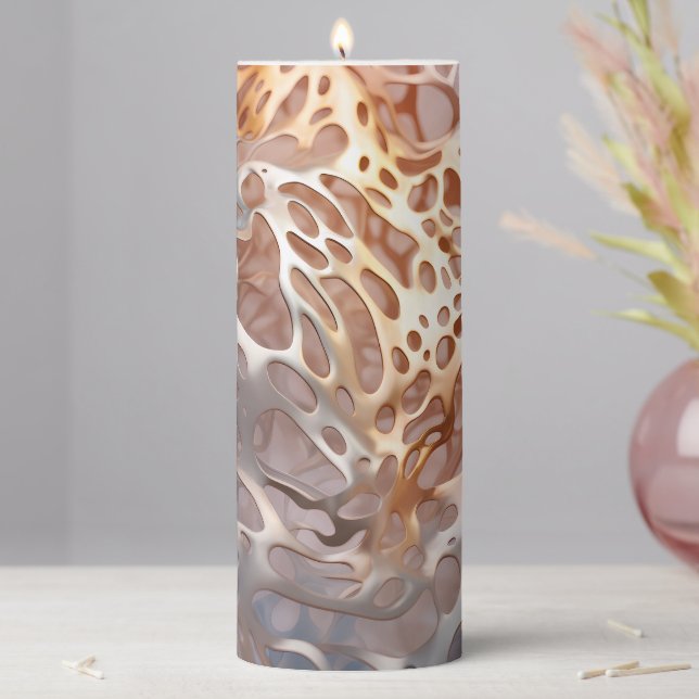 Agate inspired  Rose Gold Geode Animal Print Pillar Candle (In Situ)