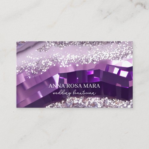  Agate Lavender Purple Gold Glitter AP66 QR Business Card