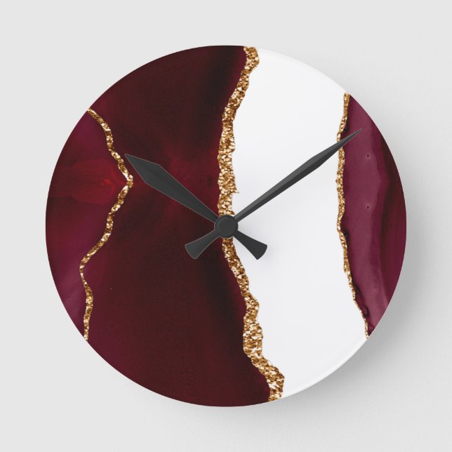 Agate liede vin and gold round clock (Front)