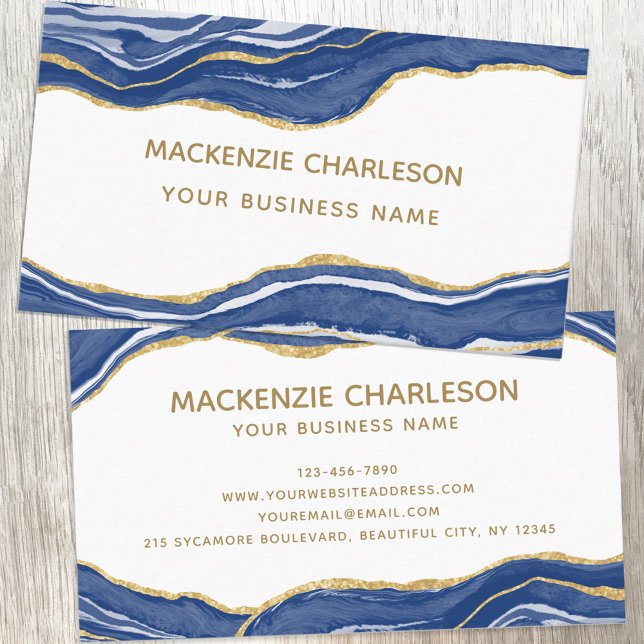 Agate Marble Blue Business Card (Creator Uploaded)