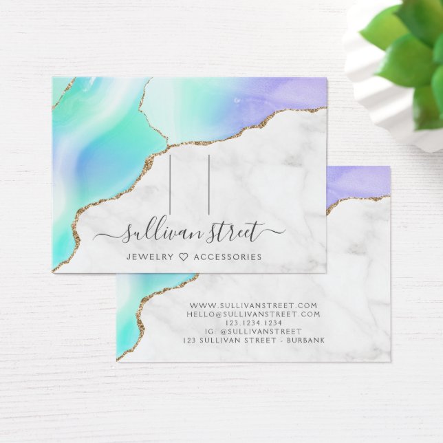 Agate Marble Hair Clip Barrette Display Card (Desk)