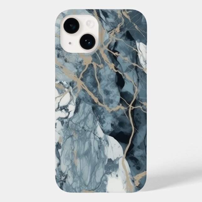 Agate Marble Inspired Luxury Texture Blue Case-Mate iPhone Case (Back)