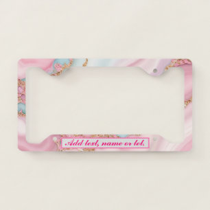 Agate Marble Modern Blue Pink Gold Collection License Plate Frame