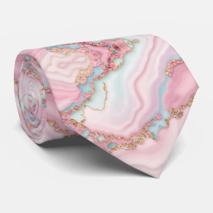Agate Marble Modern Blue Pink Gold Collection Neck Tie