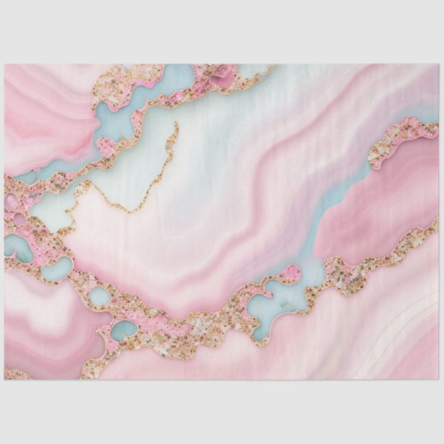 Agate Marble Modern Blue Pink Gold Collection Tissue Paper (Front)