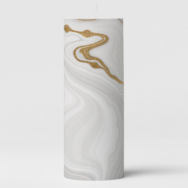 Agate Marble  Pillar Candle (Front)