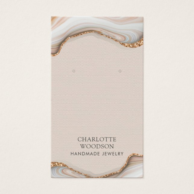Agate Marble Pink Blush Geode Earring Display Card (Front)