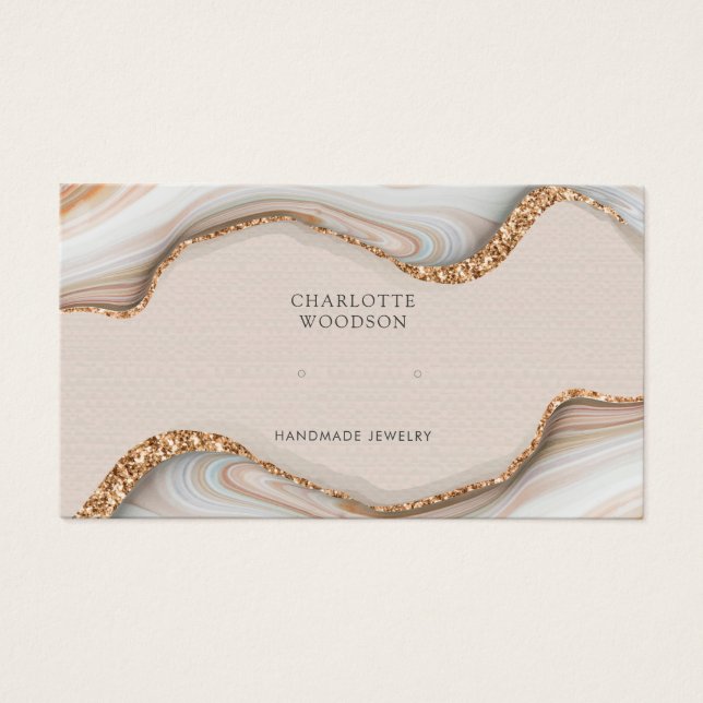 Agate Marble Pink Blush Geode Stud Earring Display (Front)