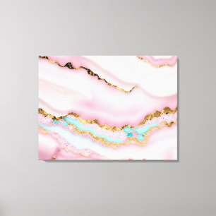 Agate Marble Popular Blue Pink Gold Collection Canvas Print