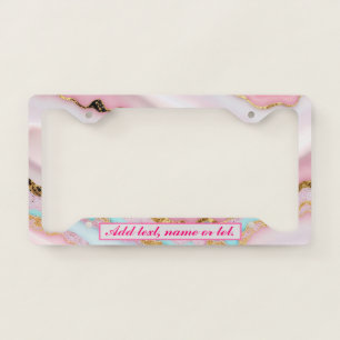Agate Marble Popular Blue Pink Gold Collection License Plate Frame