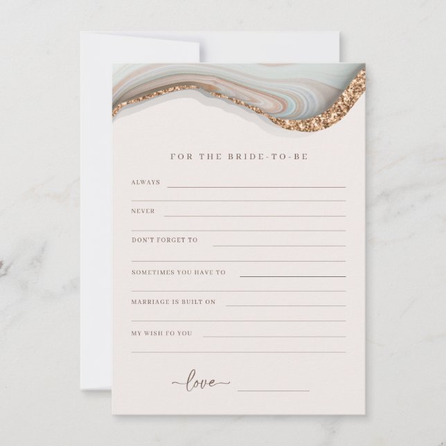 Agate Marble Stone Bride To Be Advice Card (Front)