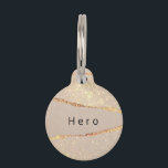 Agate marble stone glitter beige gold monogram pet ID tag<br><div class="desc">Agate,  marble stone print in beige and faux gold with golden glitter,  sparkle.  Personalize and add a name on the front,  phone number on the back.  Black letters.</div>