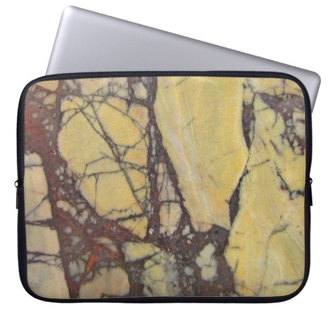 Agate Mineral Photo Yellow and Red Marble Pattern Laptop Sleeve (Front)
