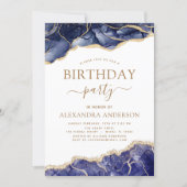 Agate Navy Blue Birthday Party Any Age Invitation (Front)