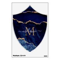 Agate Navy Blue Gold Gemstone Marble Custom Name Wall Decal