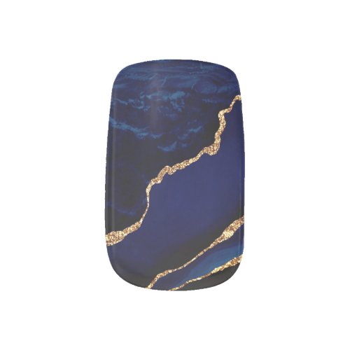 Agate Navy Blue Gold Gemstone Marble Geode Luxury Minx Nail Art