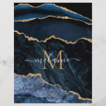 Agate Navy Blue Gold Gemstone Marble Monogram Name Letterhead<br><div class="desc">Agate Navy Blue Gold Gemstone Marble Monogram Name Geode Glitter Sparkle Personalized Birthday - Anniversary or Wedding Gift / Suppliest - Add Your Letter / Name - Text or Remove - Make Your Special Gift - Resize and move or remove and add text / elements with customization tool. Design by...</div>
