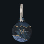 Agate Navy Blue Gold Gemstone Marble Monogram Name Pet ID Tag<br><div class="desc">Agate Navy Blue Gold Gemstone Marble Monogram Name Geode Glitter Sparkle Personalized Birthday - Anniversary or Wedding Gift / Suppliest - Add Your Letter / Name - Text or Remove - Make Your Special Gift - Resize and move or remove and add text / elements with customization tool. Design by...</div>