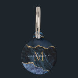 Agate Navy Blue Gold Gemstone Marble Monogram Name Pet ID Tag<br><div class="desc">Agate Navy Blue Gold Gemstone Marble Monogram Name Geode Glitter Sparkle Personalized Birthday - Anniversary or Wedding Gift / Suppliest - Add Your Letter / Name - Text or Remove - Make Your Special Gift - Resize and move or remove and add text / elements with customization tool. Design by...</div>