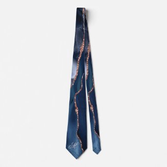 Agate Navy Blue Gold Glitter Luxury Monogram