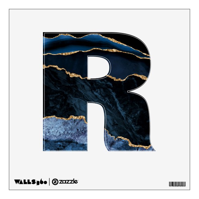 Agate Navy Blue Gold Marble Alphabet - Numbers Wall Decal (Front)