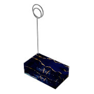 Agate Navy Blue Gold Marble Custom Name Monogram Place Card Holder at Zazzle